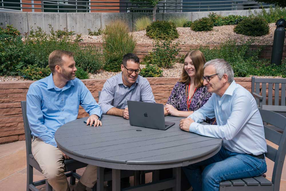 A group sits at a table